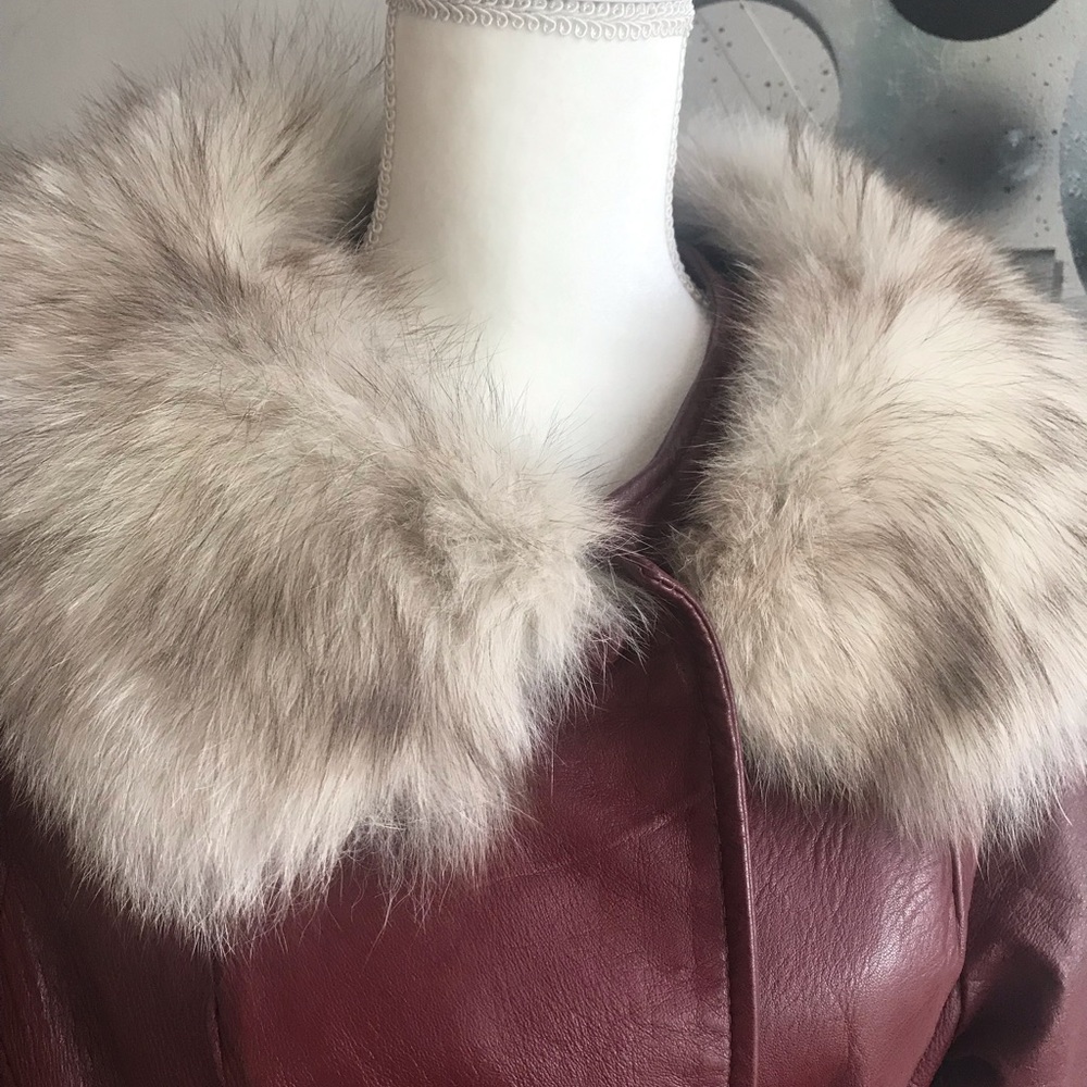 Vintage coat Faux leather faux fur coat   sz 10/12 - Picture 5 of 9